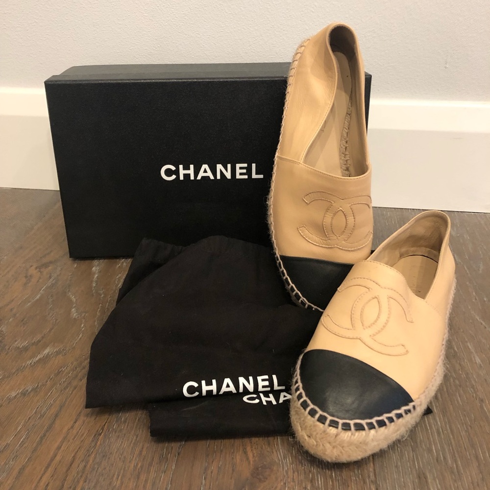 Authentic Chanel Lambskin Espadrilles size 36